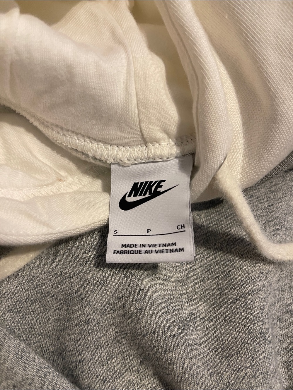 Nike Two-Tone Gray Crop Sweatshirt with Cream Hood - Picture 3 of 3